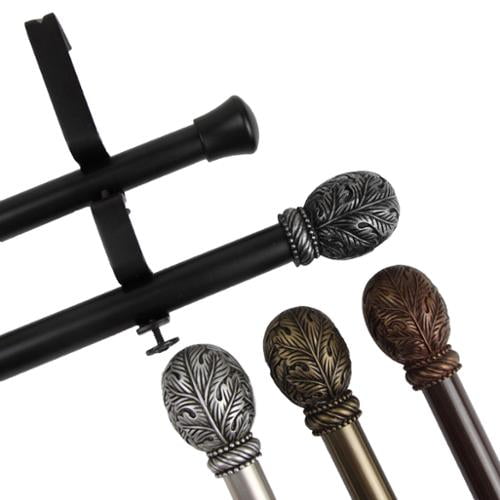 InStyleDesign Laurel Adjustable Double Curtain Rod Antique Brass 28 to