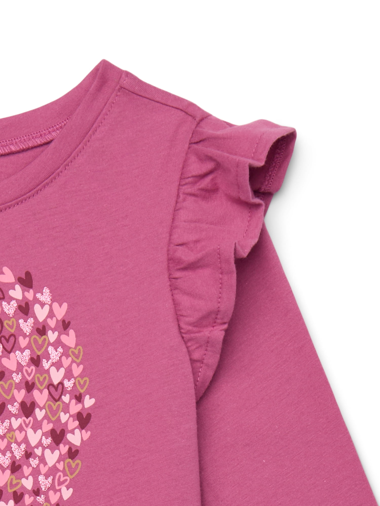 Garanimals Toddler Girl Ruffle Shoulder Long Sleeve Graphic T-Shirt, Sizes 18M-5T