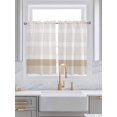 thumbnail image 2 of Tier Curtains 45 Inches Long, Brown Stripe Window Treatment Curtain Drapes, Modern Rustic Horizontal Brown Striped Window Half Privacy Curtains for Bedroom Bathroom, 42"x45", 2 Panels, 2 of 7