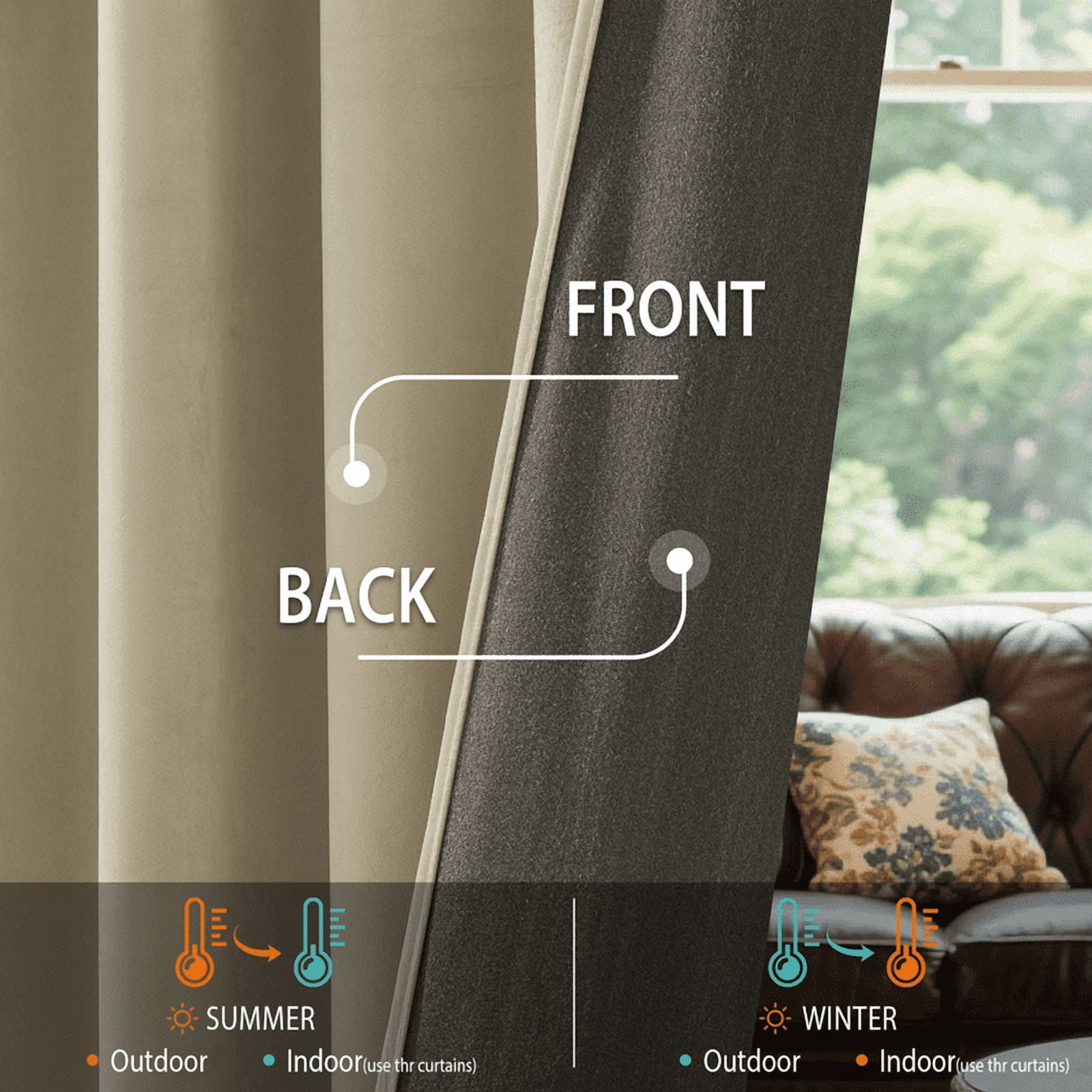 NICETOWN Beige Velvet Curtains for Bedroom, Super Soft Vintage Luxury Heavy Drapes, Room Darkening Thermal Insulated Velvet Curtain for Living Room, 52"x90", 2 Panels