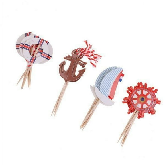 Abbraccia 3x24 Pieces Nautical Paper Cupcake Picks Cake Topper Decor 3 Pcs