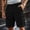 #0301-Black, variant on Elastic Waist Multi Pocket Mens Cargo Shorts Solid Roll Cuff Loose Fit Work Bottoms Various Shades For Daily Travel Casual Matching Outfits Dark Gray M Gift
