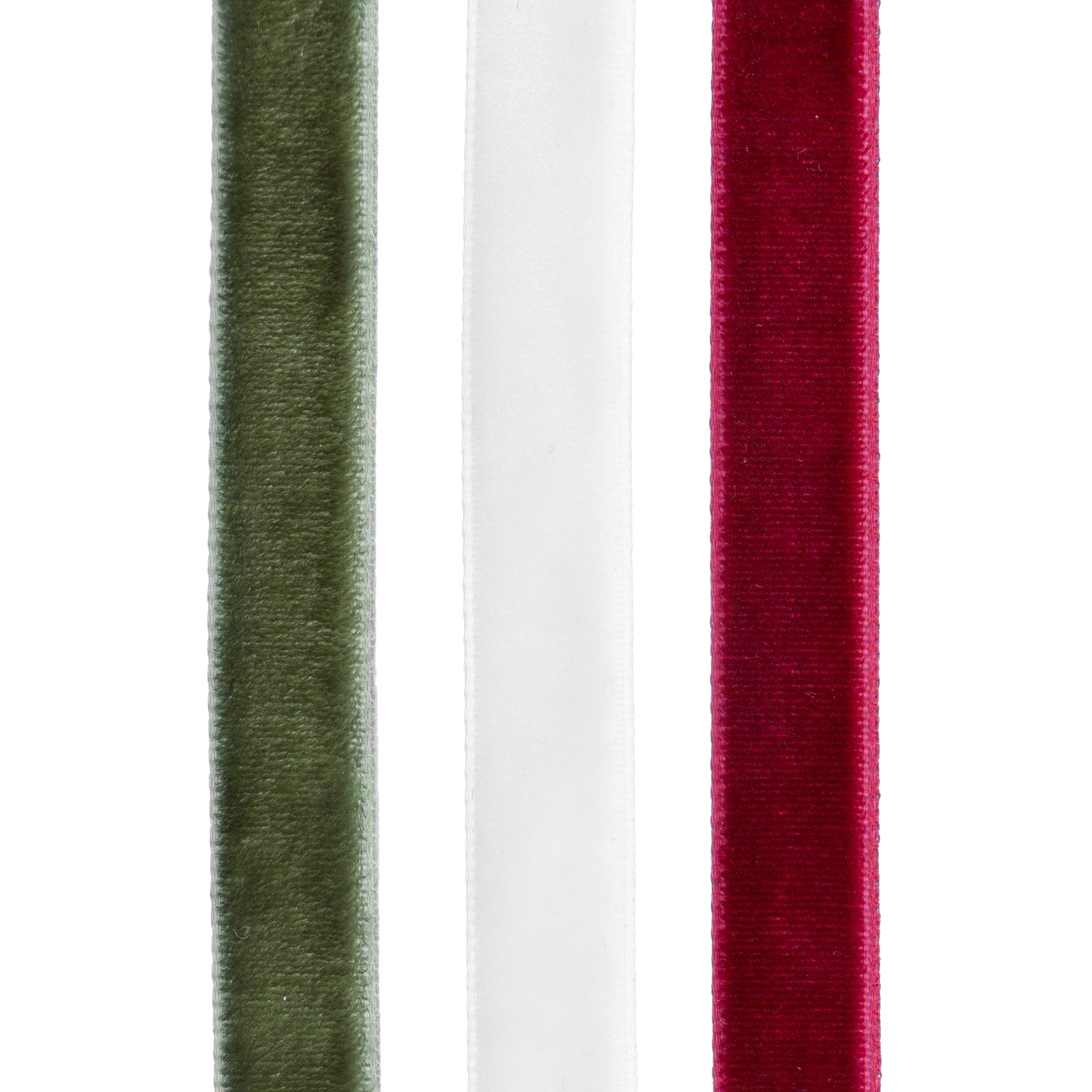My Texas House Green/Ivory/Burgundy Velvet Christmas Ribbon, 12', 3 Pack