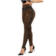 thumbnail image 2 of Cagogo Women's Plus Size High Waisted Stretch Solid Leggings Casual Elegant Party Lounge Tights Workout Yoga Soft Tummy Control Pants, Brown M, 2 of 8