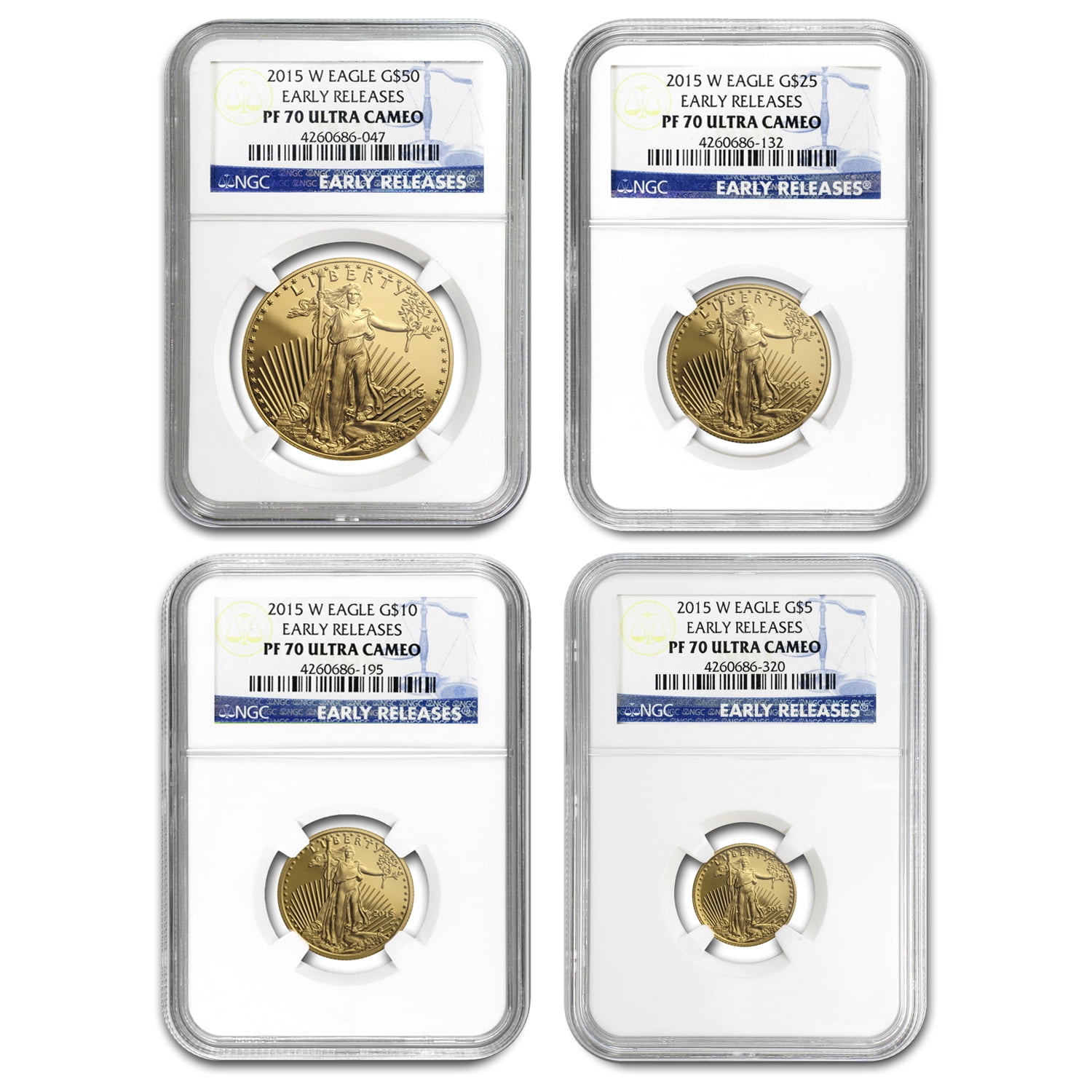 Case Box COA Capsules PM5 –No Coins 2015 W Gold American Eagle 4-Coin Proof Set 