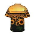 thumbnail image 4 of Sunflowers Landscape Men'S 3d Print Casual Button Down Shirts, Novelty Hawaiian Short Sleeves L, 4 of 8