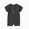 thumbnail image 2 of UAYOTSE Children's Solid Breathable Cotton Jumpsuit Summer Clothes Boys Girls Round Neck Short Sleeve Rompers,Sizes 18-24 Months, 2 of 4