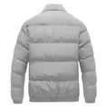 thumbnail image 3 of Men's Casual Solid Color Warm Cotton-padded Jacket (Bread Coat) - Stand-up Collar Thickened Zip Cotton Coat (BRETOWANO), Gray, Size L, 3 of 5