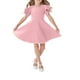 thumbnail image 1 of Odeerbi Vestido A-Line de Verano Para Niñas Vestido Con Manga Volante Acampanado Vestido de Columpio Color Sólido Manga Corta, 1 of 4