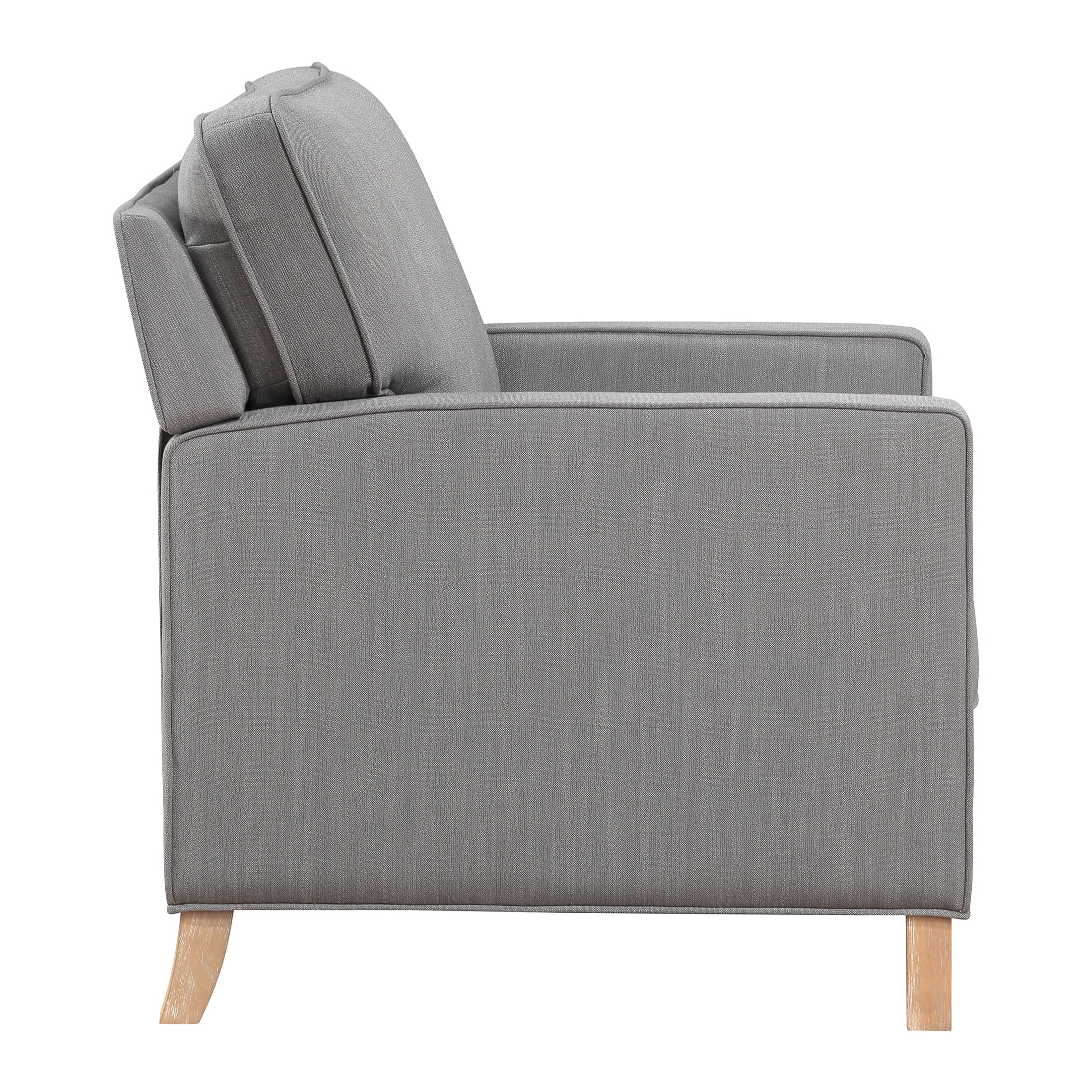 JERFIT Gray Fabric Recliner Chair, Traditional Push Back Reclining Armchair with Solid Wood Frame and Cushioned Seat for Living Room