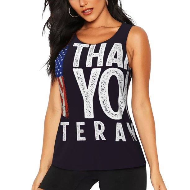 Fotbe Veterans Day2 Blusas Sin Mangas para Mujer – Estilo Casual, Corte Suelto, Slim-Fit, Cuello Redondo Deportivo, Tops de Verano para Gimnasio y Yoga-Large
