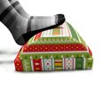 thumbnail image 5 of Christmas Foot Rest, Traditional Winter Seasonal Borders Stars Bells Trees Stripes Print, Non-Slip Backing Adjustable Ergonomic Memory Foam Leg Support for Office, Lime Green Yellow Red, by Ambesonne, 5 of 5
