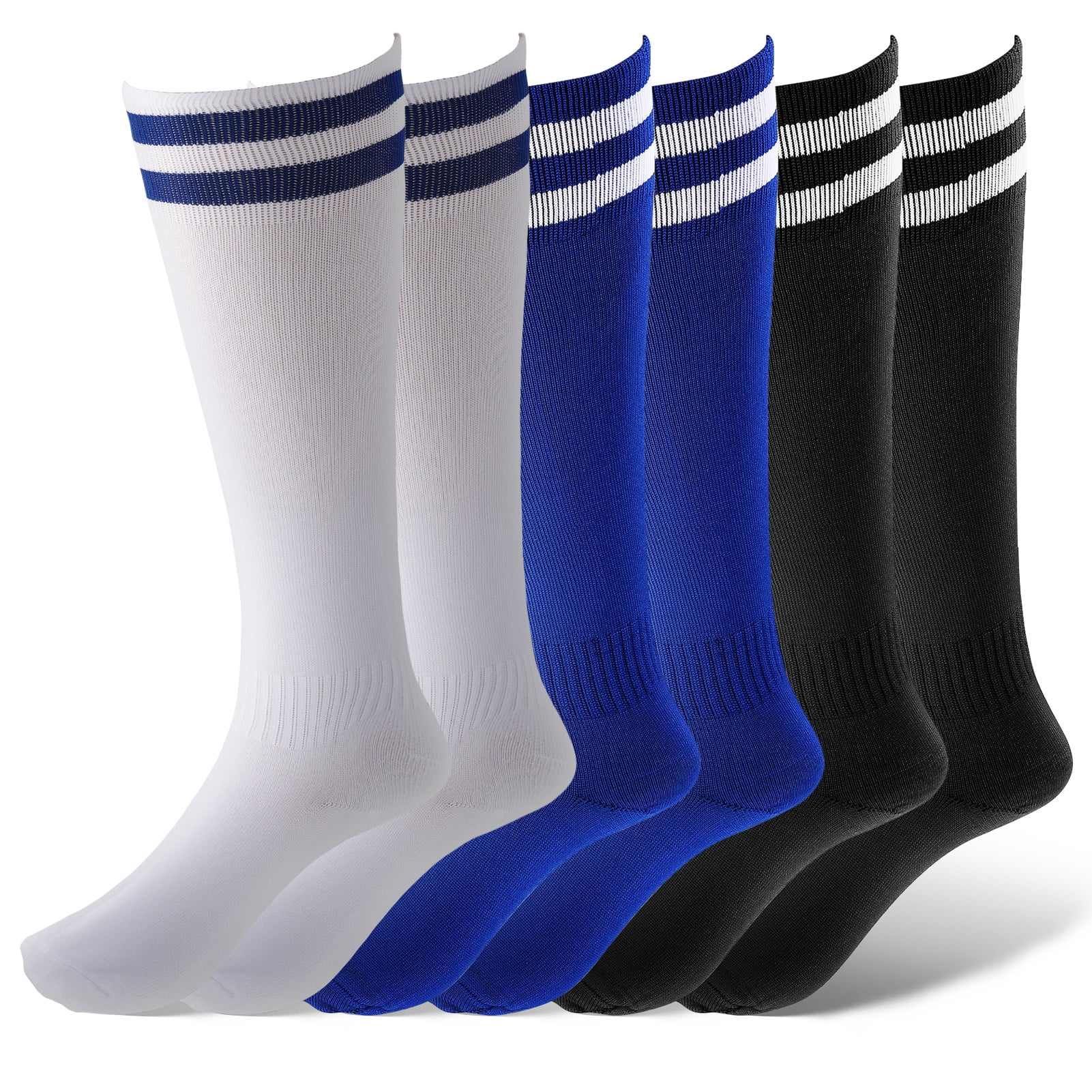 Taihexin 3 Pairs Kids Soccer Socks, Unisex Antislip Towel Bottom
