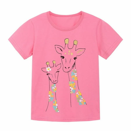 

Children T-Shirt Summer Giraffe Printed Short Sleeve O-Neck Top Leisure Out 1-7 Years Baby Child Kids Playwear Streetwear