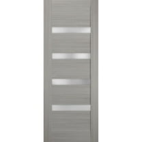 Slab Barn Door Panel 18 x 80 inches | Quadro 4113 Grey Ash with Frosted Glass | Sturdy Finished Doors | Pocket Closet Sliding