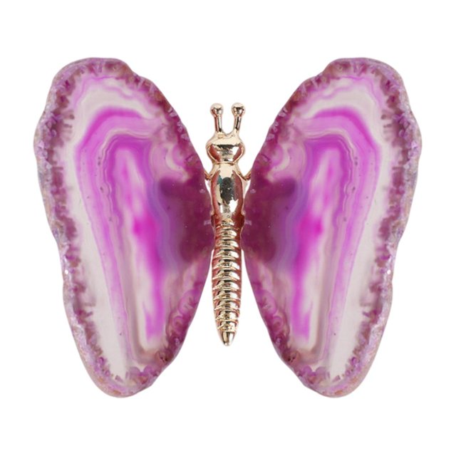Figuras decorativas de mariposas de ágata natural, artesanías, estatuas, adornos para oficina, dormitorio, escritorio, jardín o interiores. Rosado