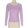 thumbnail image 2 of Chbgutlmr Tops for Women Fall Long Sleeve Casual Comfy Undershirts Crew Neck Solid Color Basic Blouses, 2 of 4