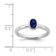 thumbnail image 2 of 925 Sterling Silver Bezel Polished Stackable Oval Created Sapphire Ring Size 5 Stackable Ring for Women, 2 of 2