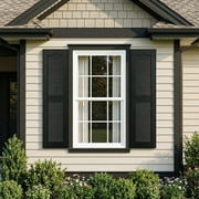 Demi Bonn Exterior Window Shutters - Indoor & Outdoor Use, Weather-Resistant Polypropylene, Easy DIY Install & Minimal Upkeep - Louver Shutters for Windows Outside, Vinyl, Brick, 14W*51 H, Black