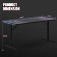 thumbnail image 2 of GTPLAYER  55" Large RGB Sturdy Gaming Desk with Mouse Pad T-Shaped Office Chair Computer Desk Spacious Work Surface Table, Black, 2 of 8