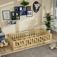 thumbnail image 3 of Miniyam Twin Size Toddler Floor Bed with Fence, Natural, 3 of 8