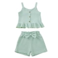 thumbnail image 3 of Shachafan Girls Summer Outfit Soft Tank Top With Bow Shorts Toddler Two Piece Cool Comfortable Casual Playwear Girls Two Piece Set, 3 of 9
