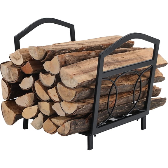 17 Inch Small Firewood Rack Indoor/Outdoor Metal Firewood Holder, Decorative Fire Log Holder for Fireplace,Fire Pit,Heavy Duty Wood Rack,Wood Stove Accessories, 17" L X 13" W X 16" H