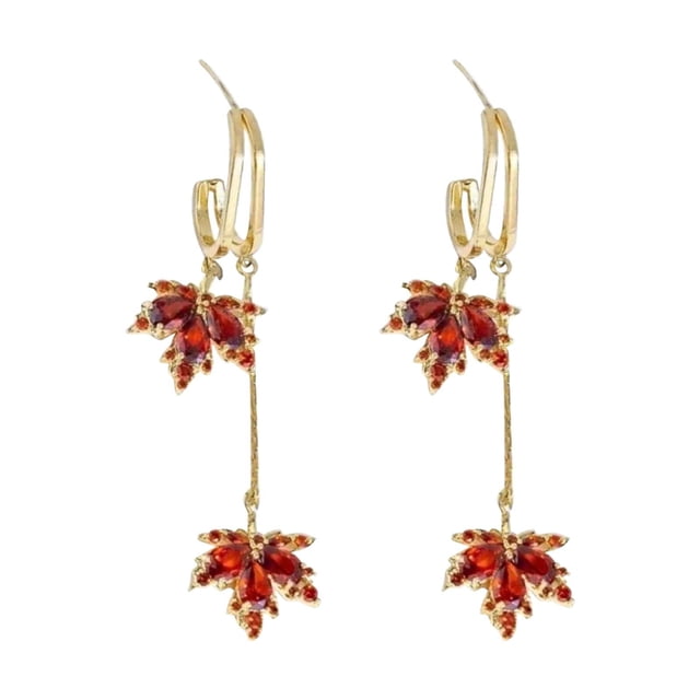 MKLEKYYEarrings pour Femmes Boucles d'Oreilles Feuille d'Érable Rouge Boucles d'Oreilles Clous en Argent pour Femmes Toutes Boucles d'Oreilles