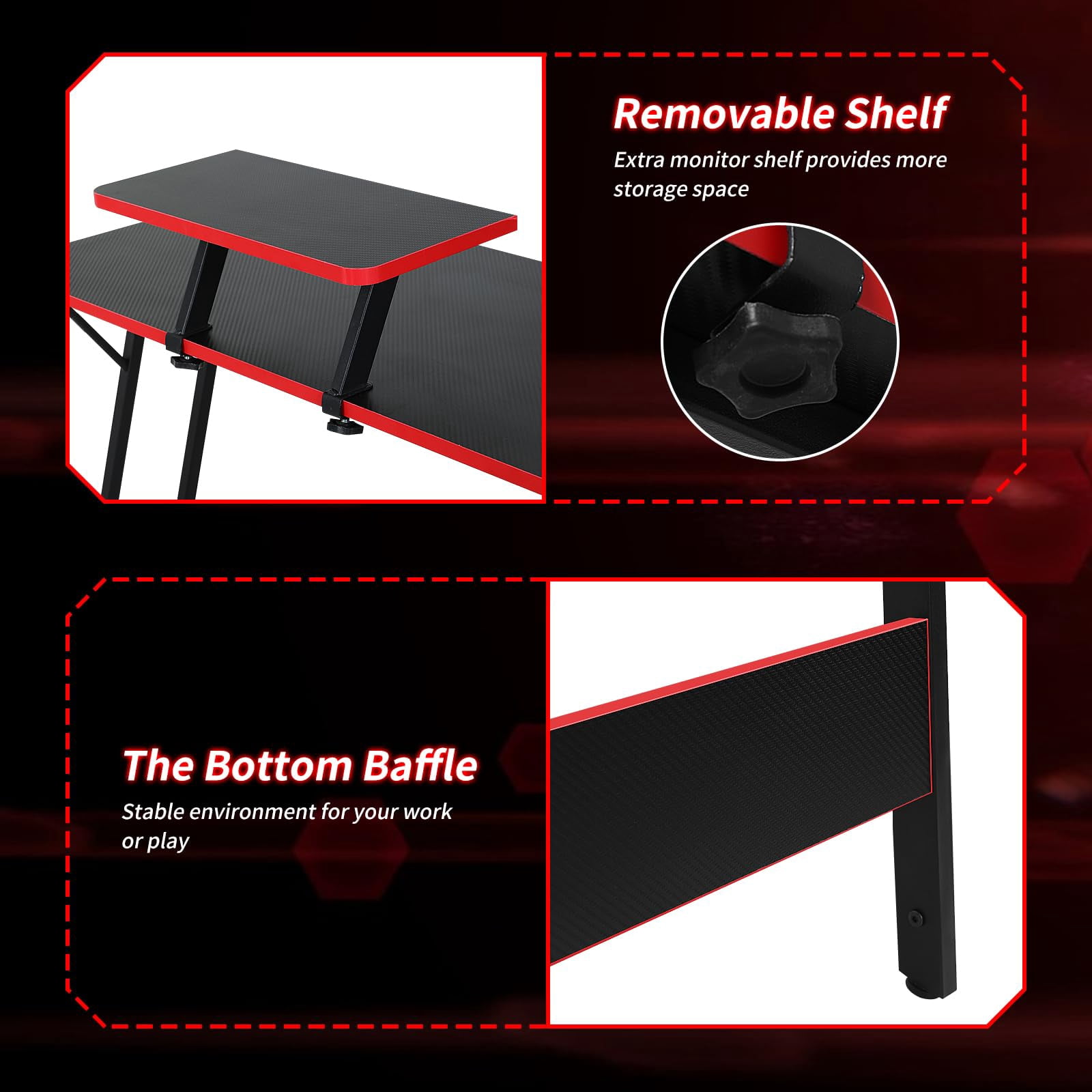 NiamVelo L-Shaped Gaming Desk 50 inches Corner Computer Desk, Home Office Desk with Large Desktop Gaming Table for Adults&Kids,Black