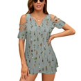 thumbnail image 2 of Mid Century Mod Pattern-Gray New Fashion Zip Off Shoulder Top Short-Sleeve Women Shirt Retro Mid Century Pattern Geometric, 2 of 5