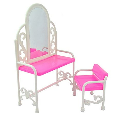 Fashion Doll Furniture - Generic Fashion Dressing Table And Chair Set For s Dolls Bedroom Furniture