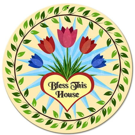 

Pasttime Signs AQP251 14 x 14 in. Tulips Hex Sign Round Vintage Metal Sign