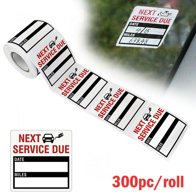 MYG 300 Pcs/rouleau Étiquettes Rappel de Service de Changement d'Huile Pack d'Autocollants Transparents