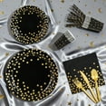 thumbnail image 2 of 280pcs Black Gold Party Supplies Decorations Serve 40, Paper Plates and Napkins Set, Disposable Party Decorations, Plastic Forks Knives Spoons, Paper Plates Napkins Cups Baby Shower Birthday Wedding, 2 of 5