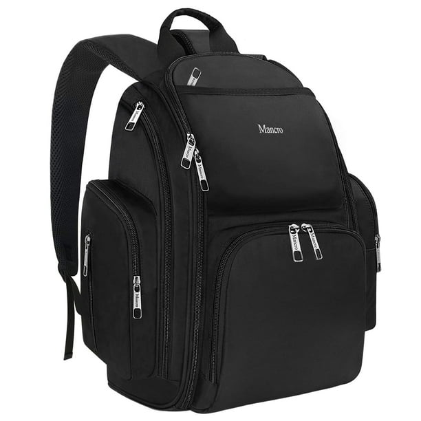 Mochila para pañales Mancro impermeable para papá y hombre, color negro