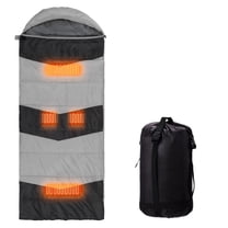 Ktaxon Heated Sleeping Bag,  Rectangular Lightweight Sleeping Bag with USB Powered Heating Pads for 14-50 °F, Compact Envelope Sleeping Bag for Camping Picnic Hiking, Gray