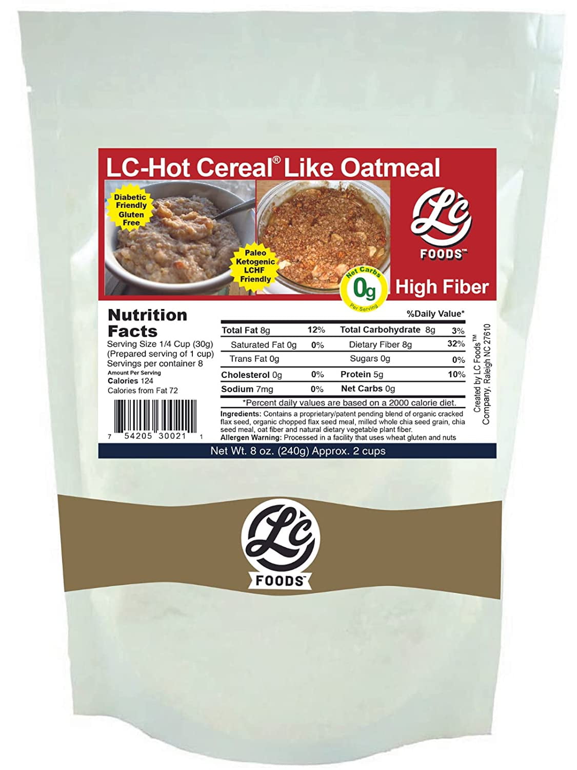 Low Carb Hot Cereal | Low Carb Oatmeal | Diabetic Friendly | Gluten-free | No Sugar | Perfect for Breakfast (8 Oz)
