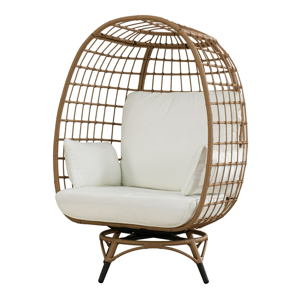 Sunjoy Light Brown Swivel Egg Cuddle Chair