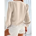 thumbnail image 2 of Women  Casual Long Sleeved Button Up Shirt, V Neck Chiffon Shirt, 2 of 5