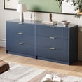 thumbnail image 2 of FURNIWAY 3 Drawer Fluted Dresser, 32 Inch Wide Nightstand with Large Drawer, 3 Drawer End Table for Bedroom, Living Rooms, Offices and Entryways,Blue, 2 of 8