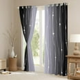 thumbnail image 2 of Black and Grey Ombre Curtains & Drapes Aesthetic Gradient Curtains, Abstract Geometric Stripes Blackout Curtains Colorful Watercolor Living Room Curtains, Wave Lines and Dots Window Curtains, 2 of 5