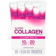 NeoCell Super Collagen Peptides, 10 g Collagen per Stick Pack; Grass Fed, Keto Certified, Gluten Free; For Healthy Skin, Hair, Nails and Joint Support;* Unflavored Powder, 20 Servs., 7 Oz.