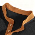 thumbnail image 5 of GrmtClth Men's Stand Collar Henley T-Shirt Color Block Short Sleeve Casual Button Top with Contrast Trim Black XL, 5 of 9