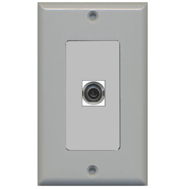 Ultra Spec Cables 1 Port 3.5mm Headphone Wall Plate Gray w/White Jacks