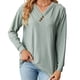 thumbnail image 1 of Camisas para mujer Tops casuales de manga larga Blusas de trabajo, camiseta holgada con botones y cuello en V liso, verde, S-XL, 1 of 6