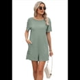 thumbnail image 2 of Mono de Verano de Corta para Mujer, Holgado, Informal, con Cuello en V, Pantalones Cortos, Elegante, Cómodo, con Bolsillos, Verde, Talla M, 2 of 8