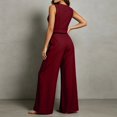 thumbnail image 7 of Womens 2 Piece Color Blocked Suits Sleeveless Crew Neck Tops Wide Leg High Waist Trousers Summer Comfy Fashion Set Wine L, 7 of 7