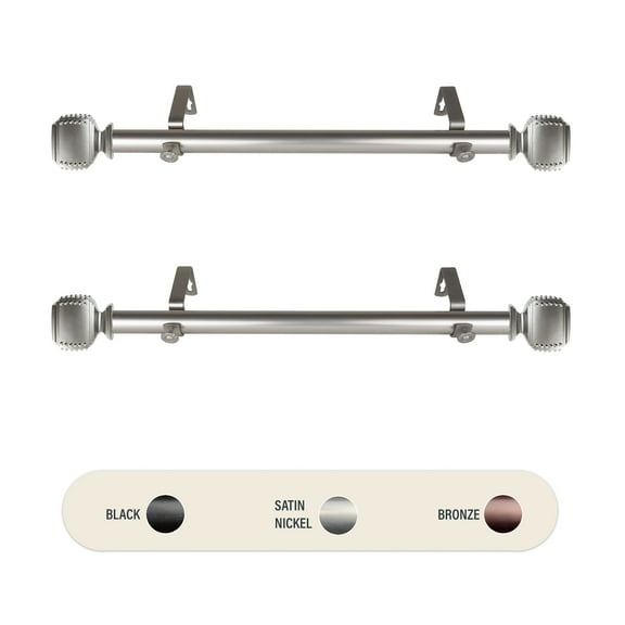 1 inch Odin Side Curtain Rod 12-20" (Set of 2) - Satin Nickel