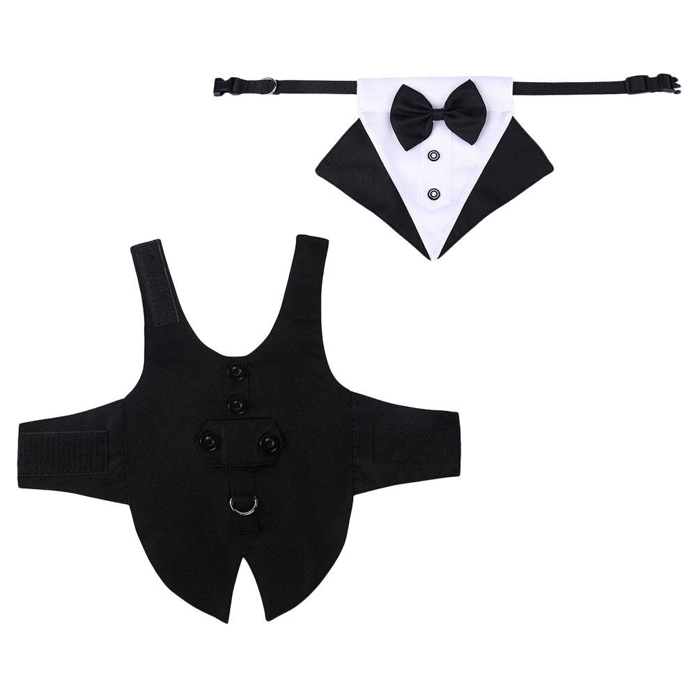 LITINKIMI 1Set Formal Dog Tuxedo and Bandana Kit Black Breathable Pet Costume for Events