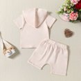 thumbnail image 6 of Scyoekwg Toddler Clothes Fashion Toddler Baby Girl Summer Casual Outfit Sets Neck Short Sleeve Hoodies Pullover Tops Shorts Solid Color 2Pcs Set Beige18 Months, 6 of 8
